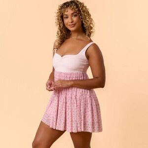 NWT! Popflex Target X Blogilates Sweetheart Babydoll Dress Gingham/Floral XL